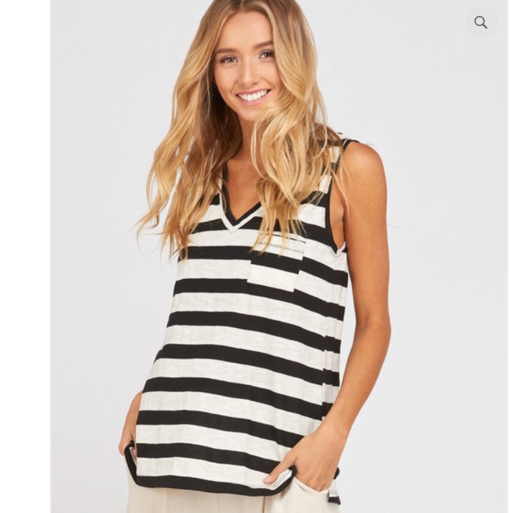 NWT Sleeveless Striped Tank Black